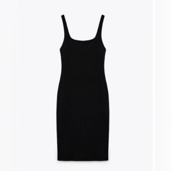 Zara Tank Dress Women Black Knit Round Neck Bodycon Sleeveless Sexy - Picture 4 of 15